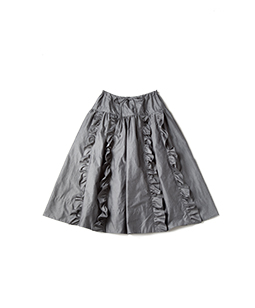 Chambray poplin frill trimming skirt