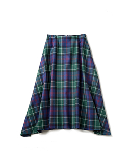 Tartan check side flare skirt