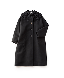 Lamb melton frill collar coat