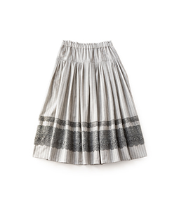 Dobby stripe wool lace skirt