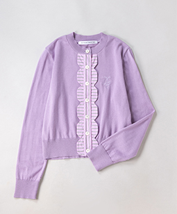 LS cotton stripe relief cardigan