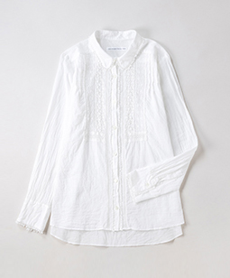 Crepe lawn lace-trim shirt