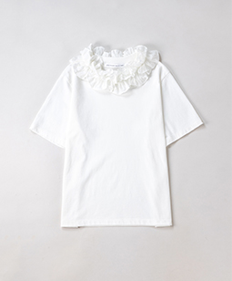 Crumple-frill collar T-shirt