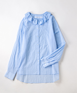 Crepe lawn ruffle collar shirt