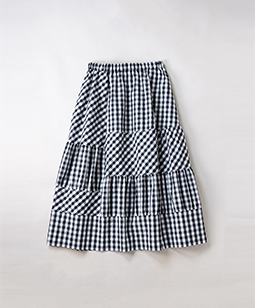 Ripple gingham check switching skirt