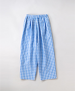 Ripple gingham check barrel pants