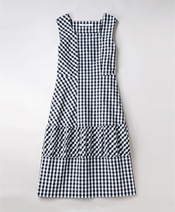 Ripple gingham check sleeveless dress