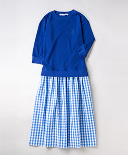 Ripple gingham check collaboration dress