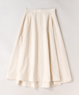 Cotton linen typewriter tuck flare skirt