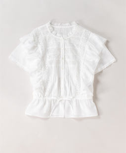 Bobbin lace-trim blouse