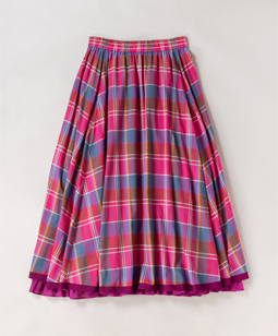 French madras check reversible skirt