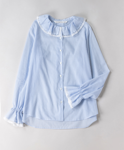 Leavers lace ruffle frill blouse