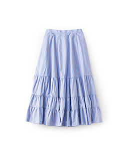 Washer stripe flare tiered skirt