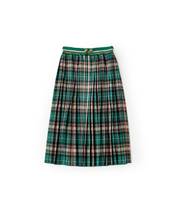 Tartan check side accordion pleats skirt