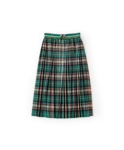 Tartan check side accordion pleats skirt