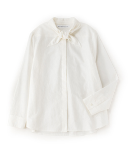 Cotton silk broad chef collar shirt