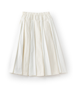 Wool linen herringbone＆cotton broad gored skirt