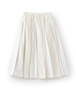 Wool linen herringbone＆cotton broad gored skirt