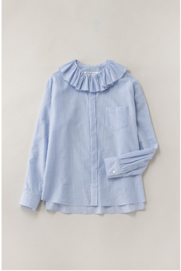 Ruffle tuck collar shirt