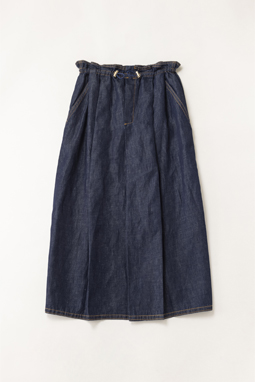 Cotton linen denim baggy skirt