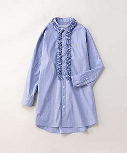 Frill-trim long shirt