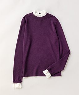 Merino knit pleats collar sweater