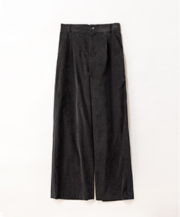 Chambray velvet side-ribbon pants