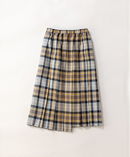 Tartan check taper pleats skirt