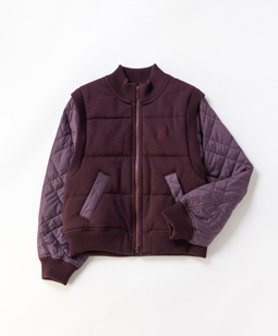 Knit & matelassé 2way zip up