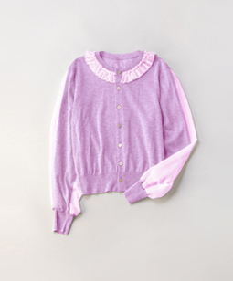 Frill collar collaboration cardigan