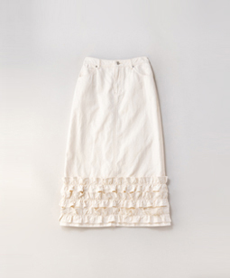 Cotton linen denim skirt