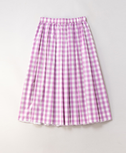 Block check tuck skirt