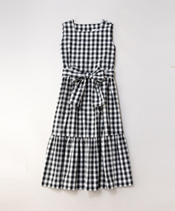 Block check sleeveless dress