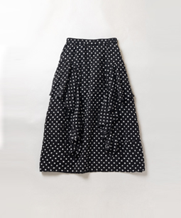 Polka dots frill-trim skirt