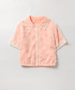 Sheer flowers cropped blouse