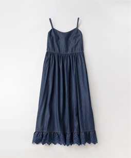 Light denim lace-trim strap dress