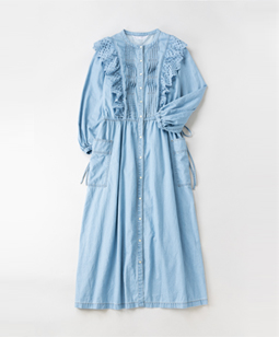 Light denim lace-trim dress