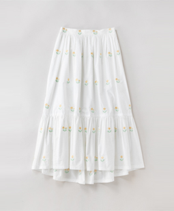 Dandelion embroidery train skirt