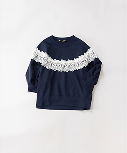 Vintage lace-trim sweatshirt