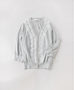 Vintage lace-trim cardigan 