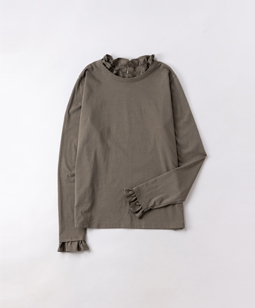 Chiffon T-cloth frill-trim pullover