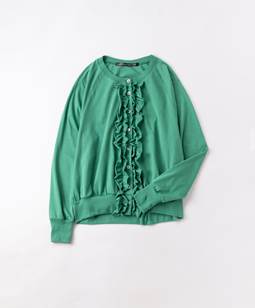 Chiffon T-cloth front frill cardigan
