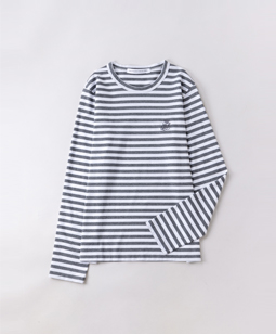 GIZA cotton border long sleeve T-shirt
