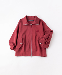 Puffy sleeve zip-up sweatshirt
