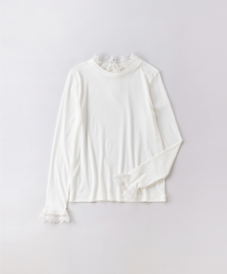 Ultima fraise doyly lace-trim pullover