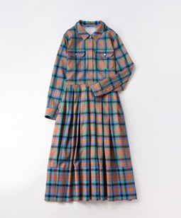 Mixed tartan check shirt-dress