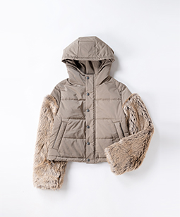 Fur sleeve padding jacket