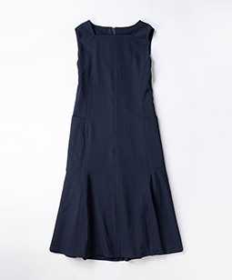 Wool gabardine flare dress